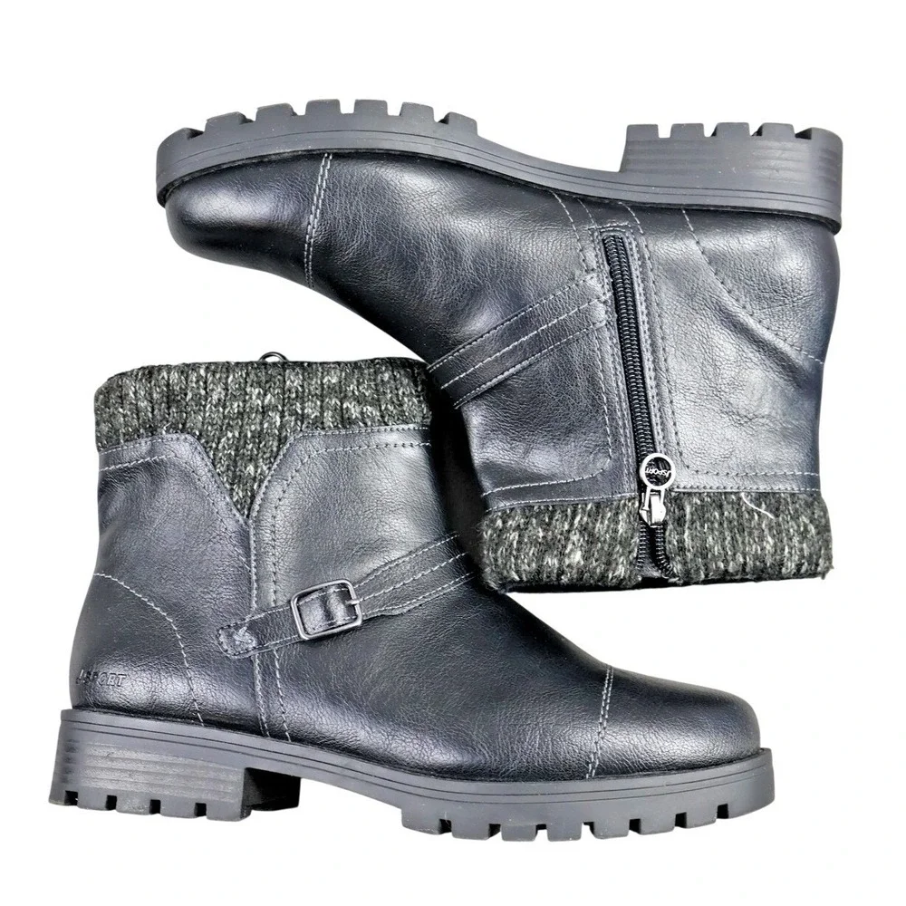 J Sport Boots Womens Size 10 Black Faux‎ Leather Ankle Bootie VIOLET S5VLT01